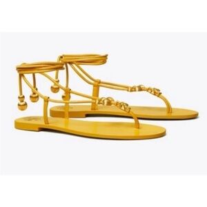 Tory Burch Capri Flats Lace-up Sandals In Goldenrod Size 7